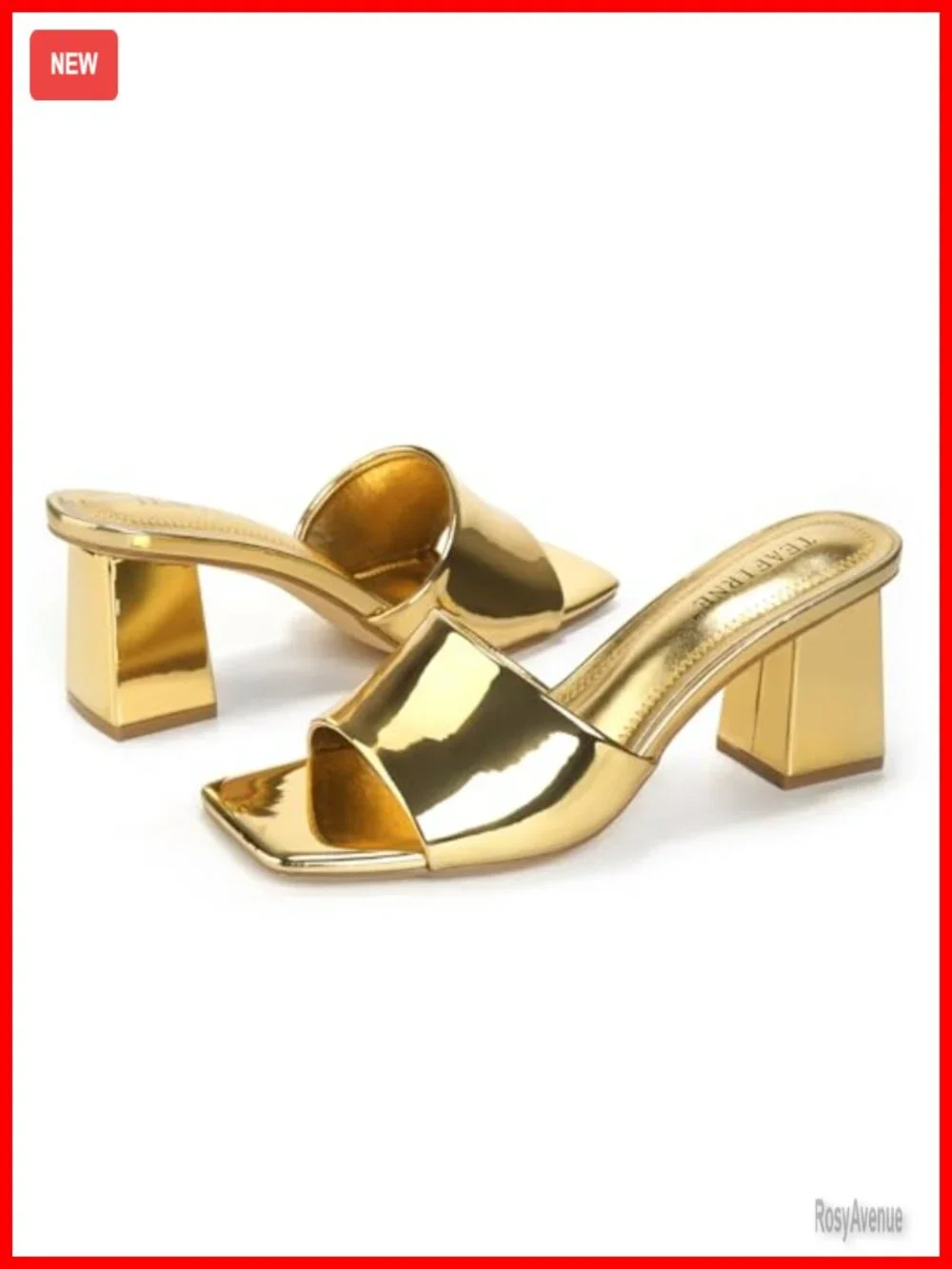 Mule Heels for Women, Square Open Toe Block Heeled Sandals, Slip On Shoes